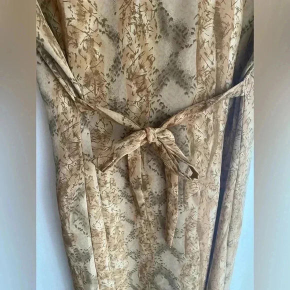 Vintage Voir Collection Button Down Tie Waist Dress Short Sleeve Size Large Tan - Picture 5 of 8